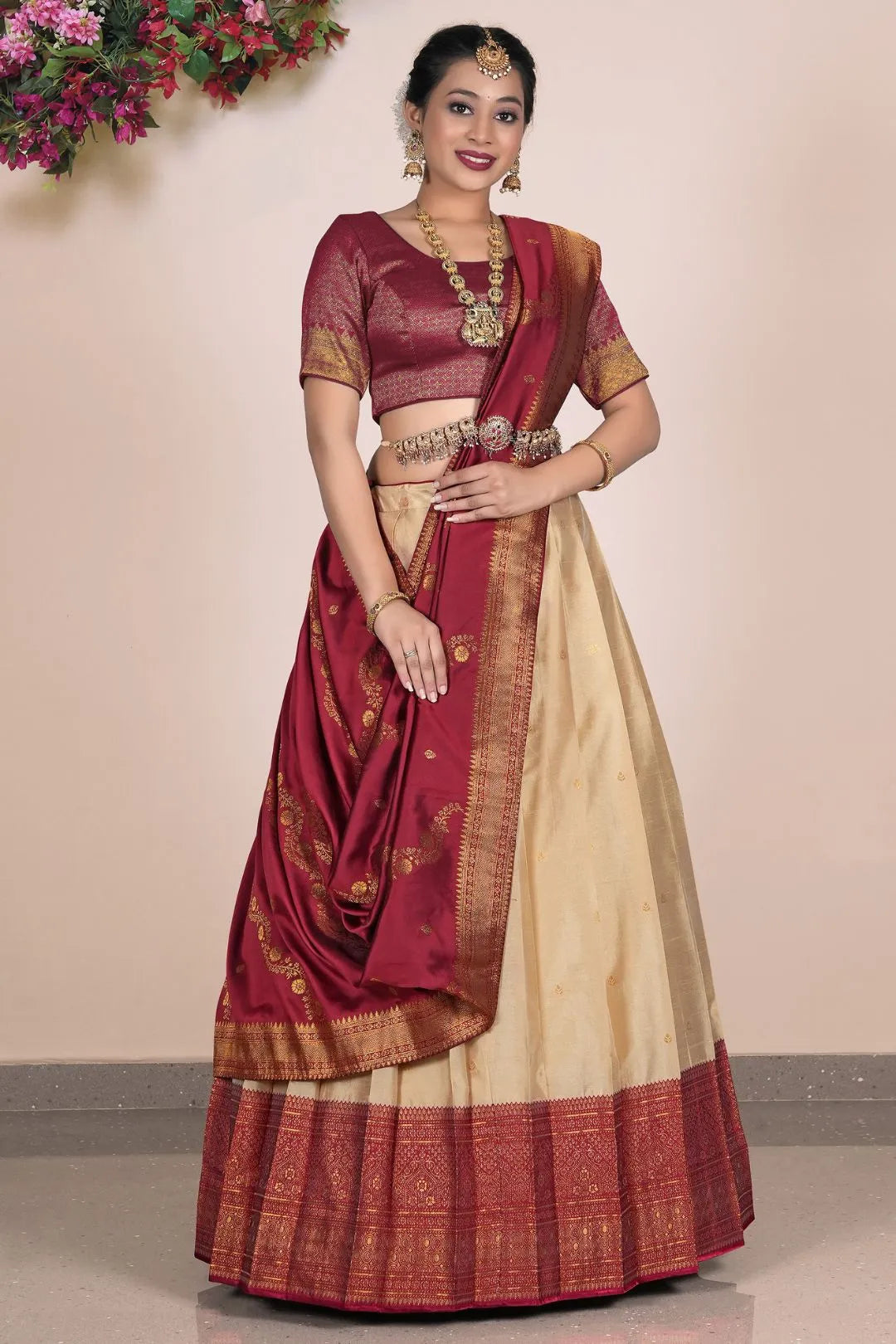 Chiku Banarasi Silk Zari Lehenga Choli For Women