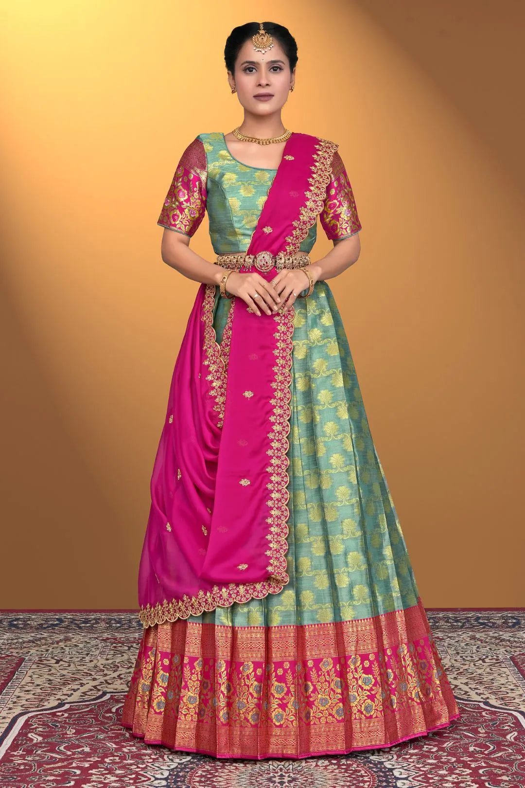 Rama Banarasi Silk Lehenga Design For Women