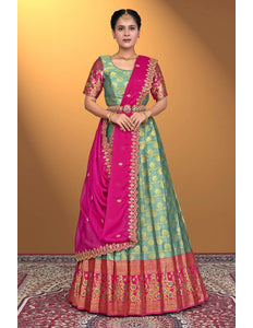 Rama Banarasi Silk Lehenga Design For Women