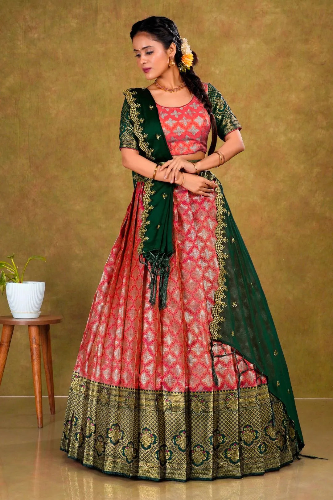 Rani Banarasi Silk Lehenga Choli For Women