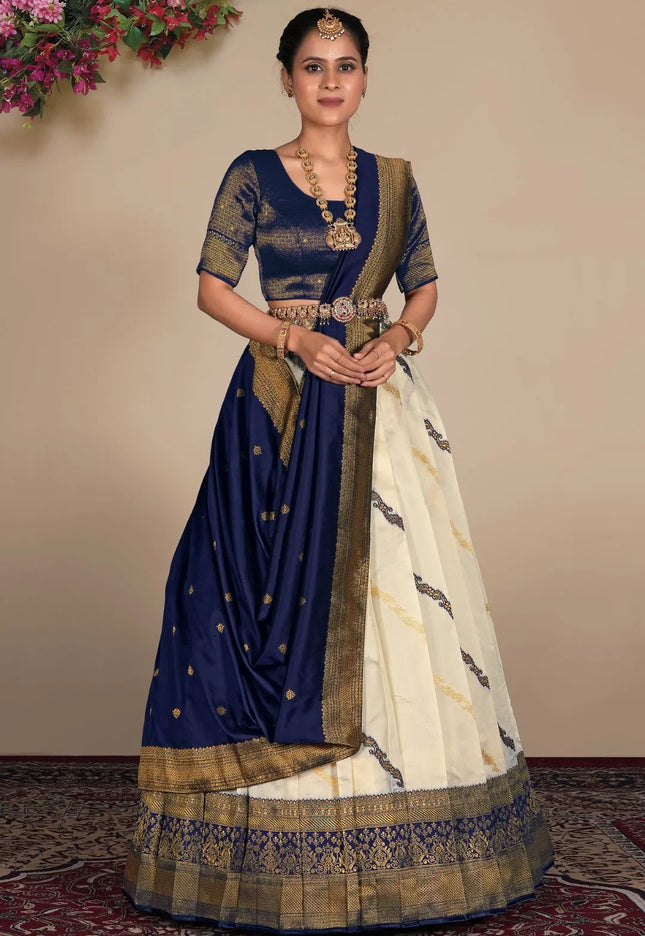 Tussar Banarasi Silk Zari Woven Lehenga For Women