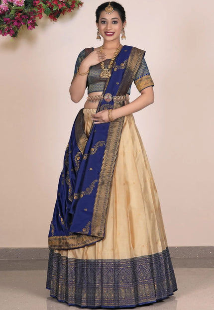 Chiku Banarasi Silk Zari Lehenga Choli For Women