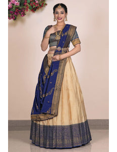Chiku Banarasi Silk Zari Lehenga Choli For Women