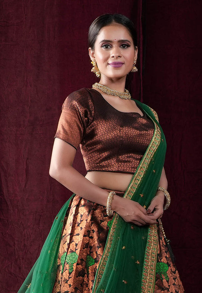 Black Banarasi Silk Half Saree