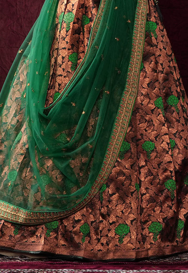 Black Banarasi Silk Half Saree