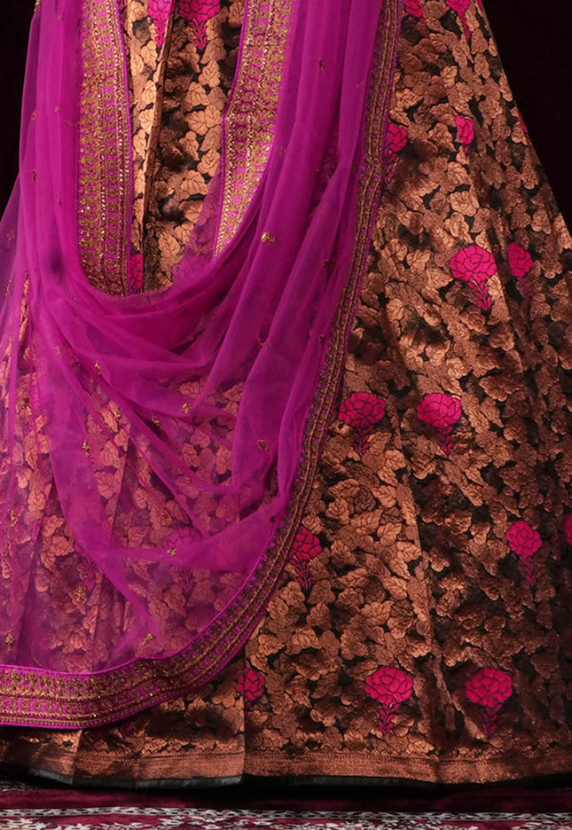 Black Banarasi Silk Half Saree
