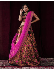 Black Banarasi Silk Half Saree