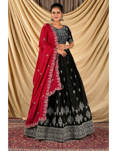 Black Barbery Silk Lehenga Choli With Rangoli Dupatta