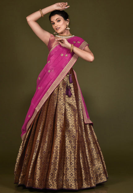 Blue Brocade Lehenga Choli