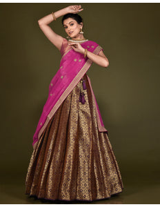 Blue Brocade Lehenga Choli