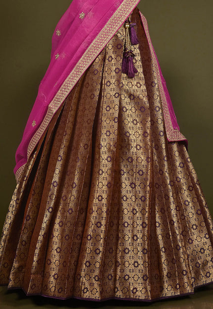Blue Brocade Lehenga Choli