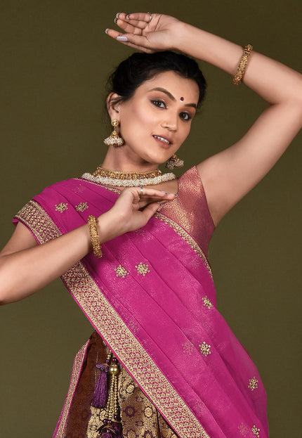 Blue Brocade Lehenga Choli