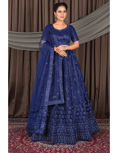 Blue Party wear Heavy designer Net Lehenga Choli