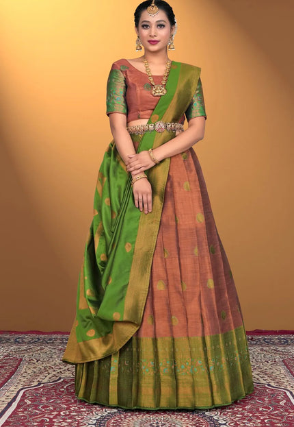 Bronze Banarasi Silk Lehenga Design For Women
