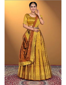 Bronze Pure Two Zari Tissue Half Saree For Women