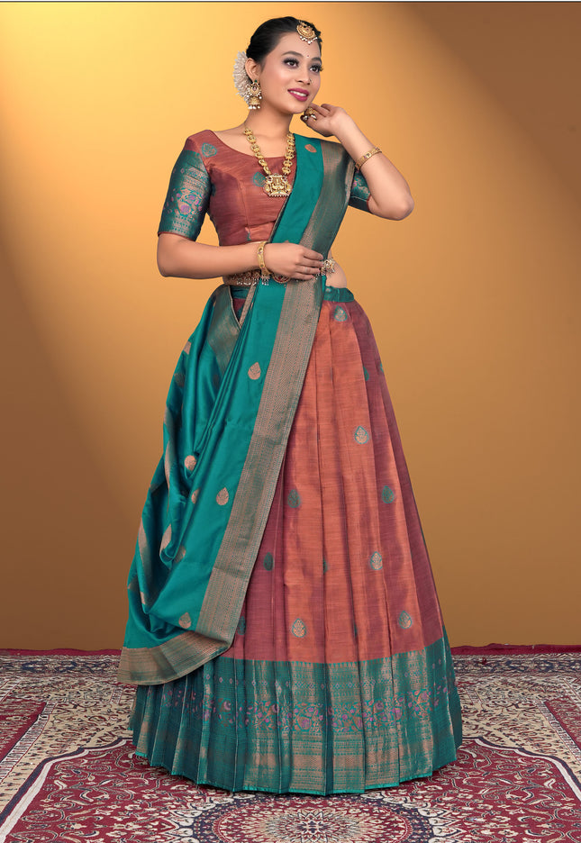 Woman wearing a traditional lehenga choli