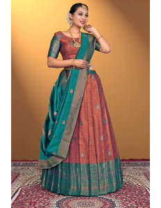 Brown Banarasi Silk Lehenga Design For Women
