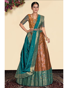 Brown Banarasi Silk Lehenga With Blouse Design