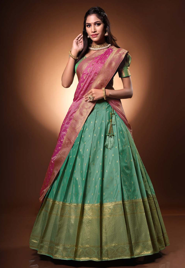 Sea Green Banarasi silk Lehenga 