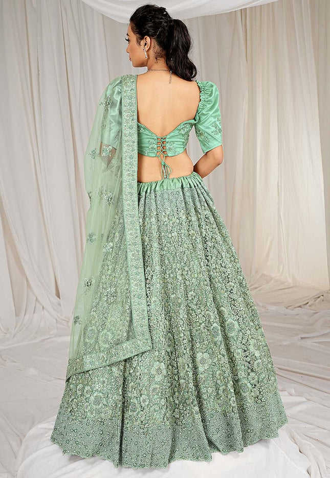 Sea Green Net Lehenga