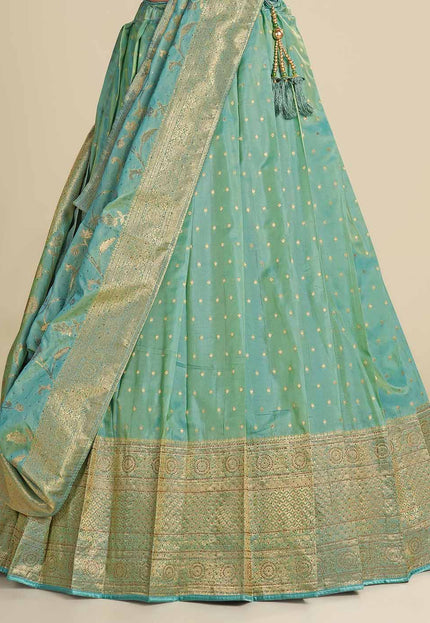 Sea Green Pattu Lehenga