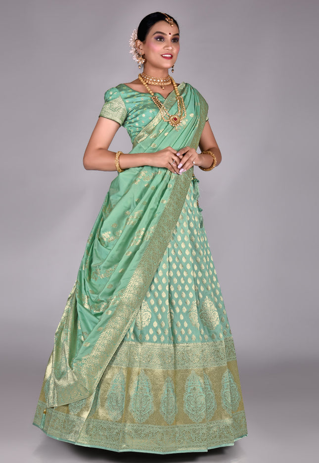 Sea Green Banarasi Half Saree