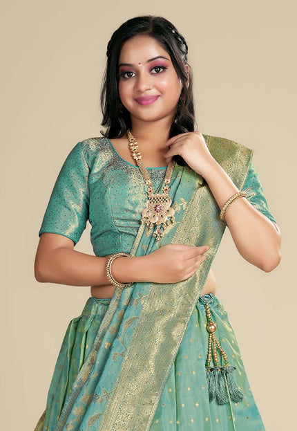 Sea Green Pattu Lehenga