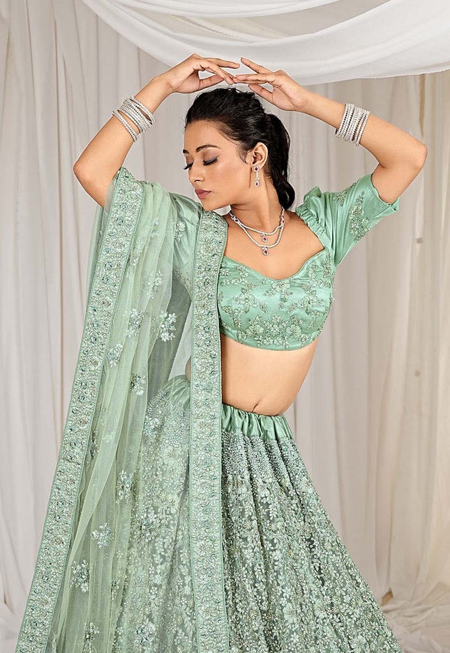 Sea Green Net Lehenga