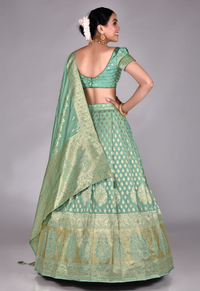 Sea Green Banarasi Half Saree