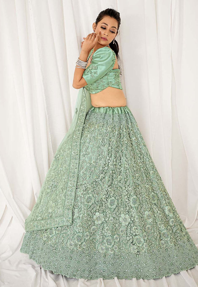 Sea Green Net Lehenga