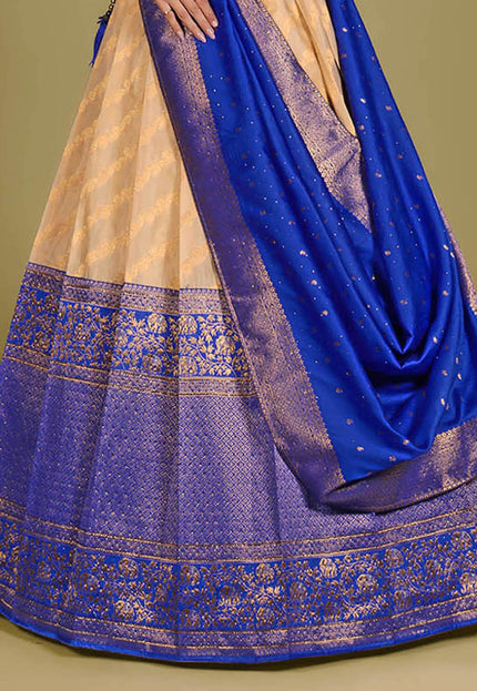 Blue Banarasi Silk Lehenga