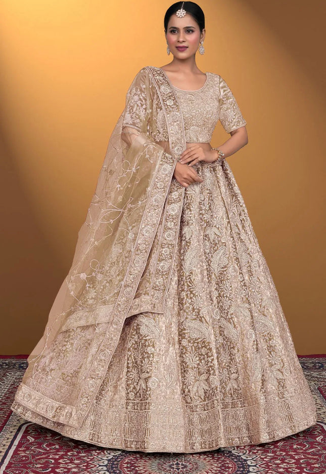 Chiku Velvet Lehenga Choli With Net Dupatta For Women