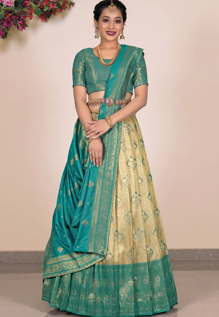 Chiku Banarasi Silk Lehenga Choli Design For Women