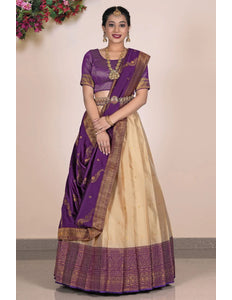 Chiku Banarasi Silk Lehenga Choli For Women