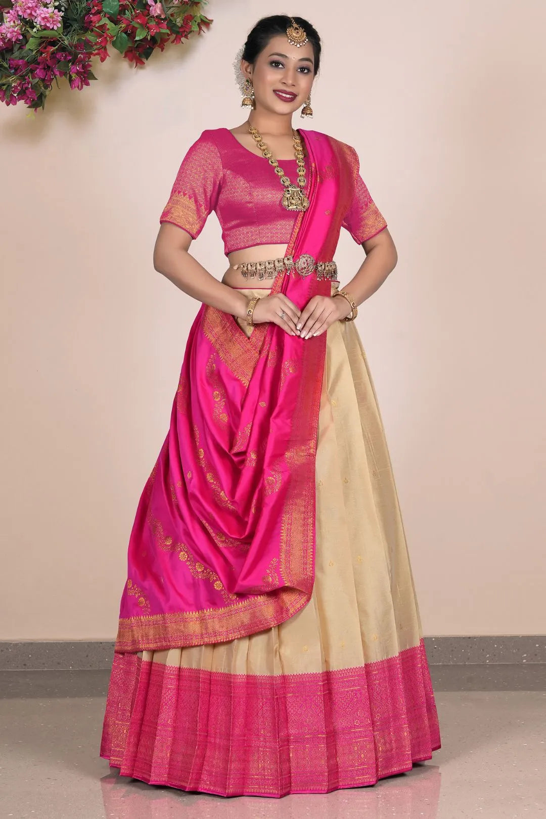 Chiku Banarasi Silk Zari Lehenga Choli For Women