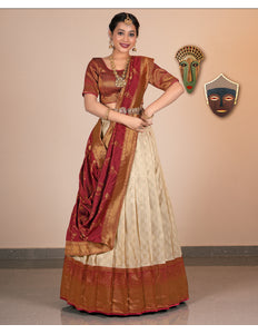 Woman Wearing a Traditional Half-Saree 