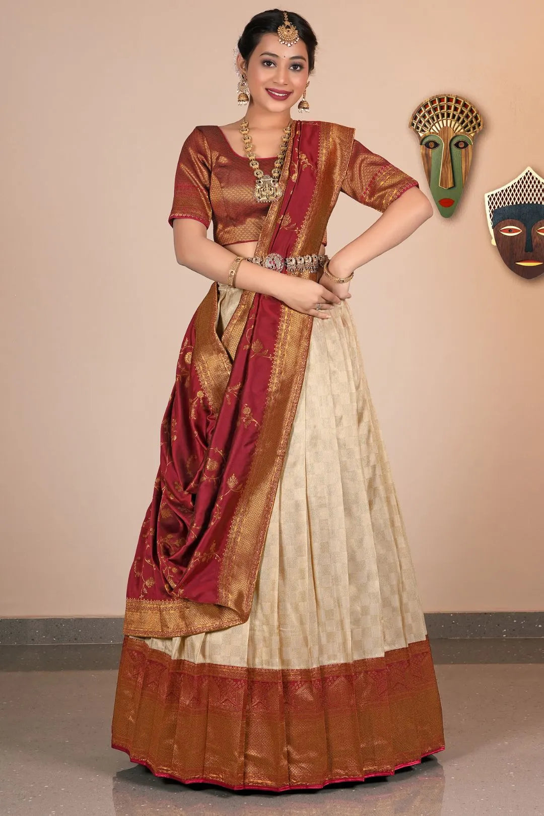 Chiku Banarasi Silk Zari work Lehenga Choli