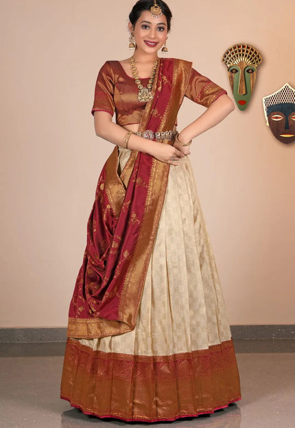 Chiku Banarasi Silk Zari work Lehenga Choli