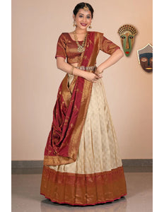 Chiku Banarasi Silk Zari work Lehenga Choli