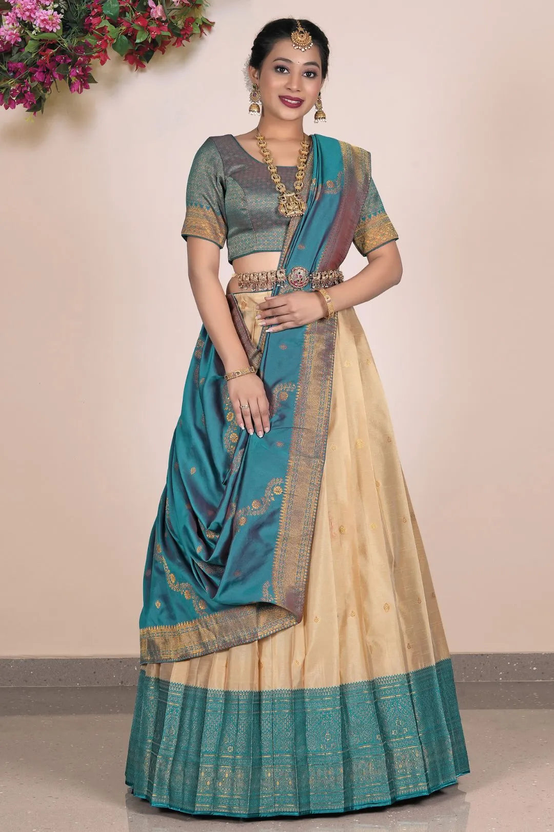 Chiku Banarasi Silk Zari Lehenga Choli For Women