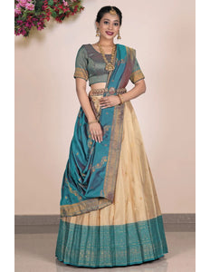 Chiku Banarasi Silk Zari Lehenga Choli For Women