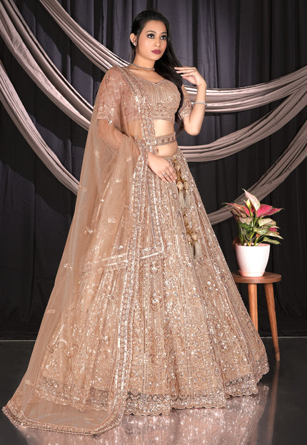 Woman in a beige embroidered traditional outfit