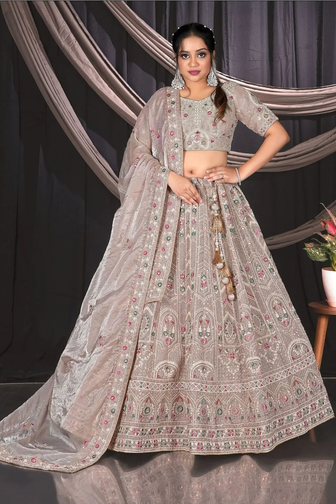 Chiku Embroidered Jimmy Chew Lehenga Choli For Weddings