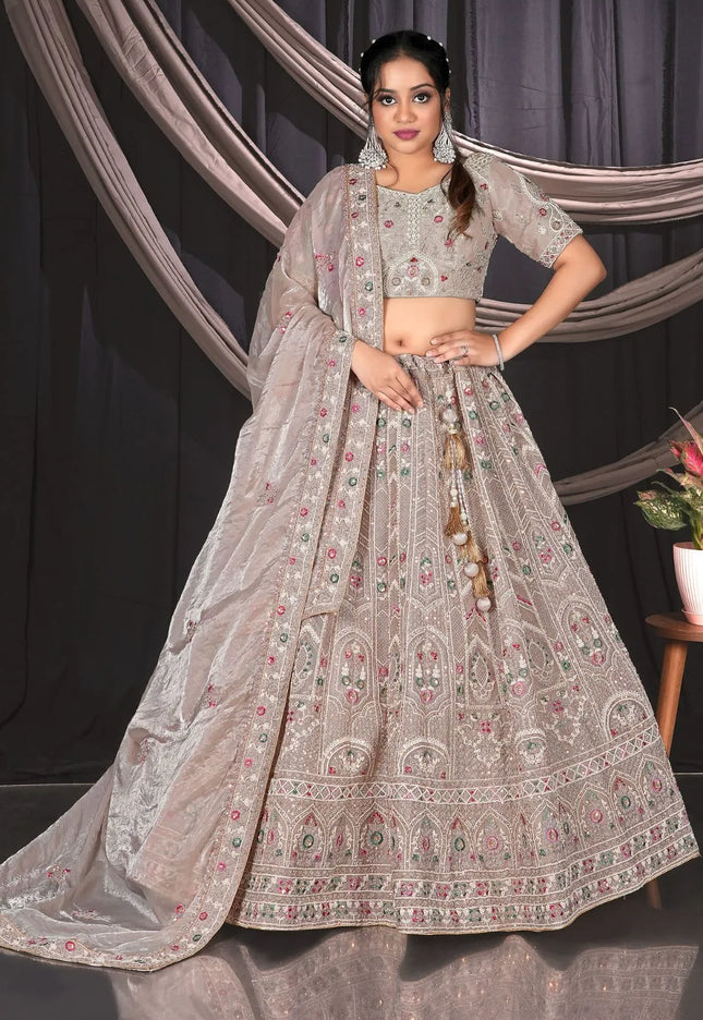 Chiku Embroidered Jimmy Chew Lehenga Choli For Weddings