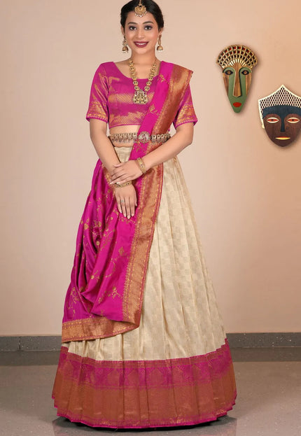 Chiku Jacquard Banarasi Silk Zariwork Lehenga Choli