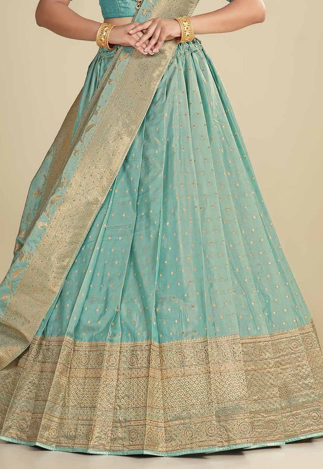 Sky Blue Pattu Lehenga