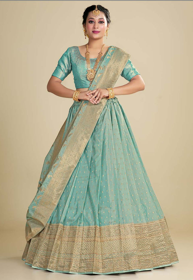 Sky Blue Pattu Lehenga