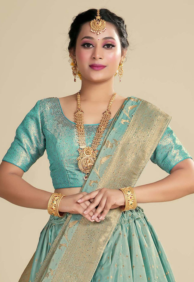 Sky Blue Pattu Lehenga