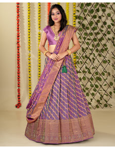 Purple Banarasi Silk Lehenga
