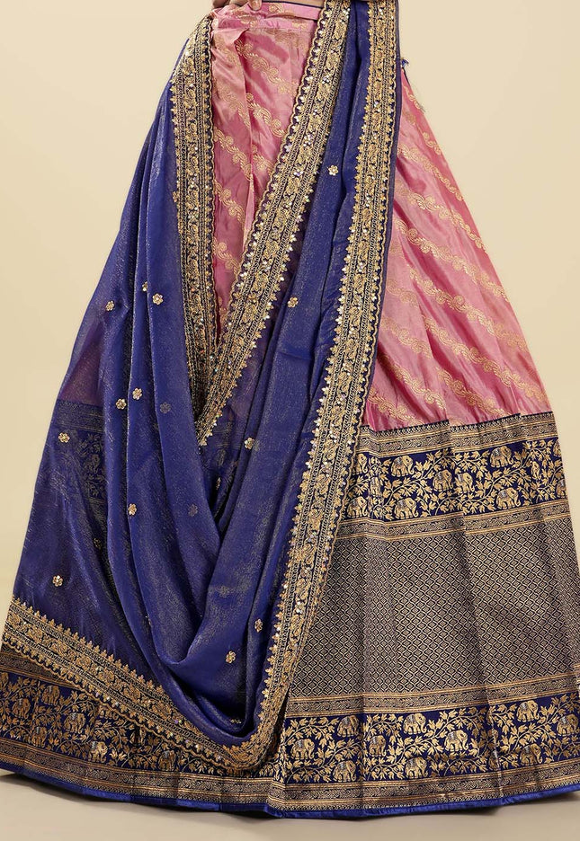 Pink Banarasi Half Saree